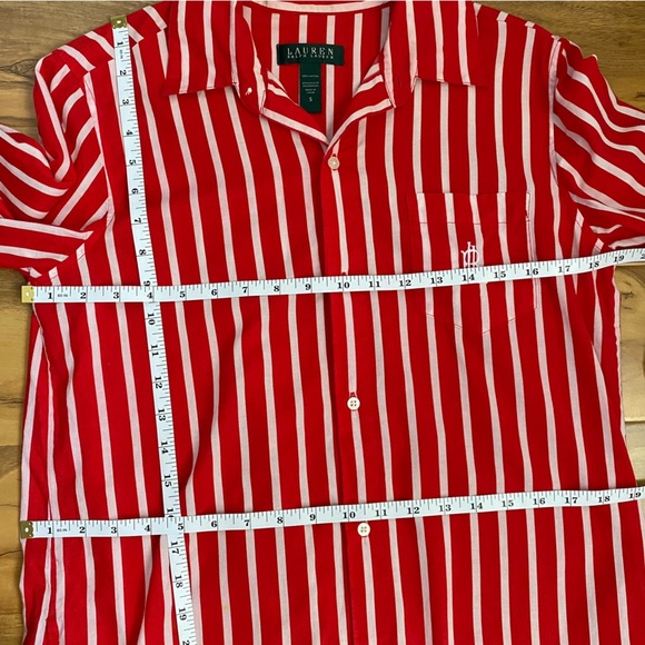 LRL Lauren Ralph Lauren Red Striped Shirt Mini Dress Preppy Travel Equestrian S - Picture 8 of 9